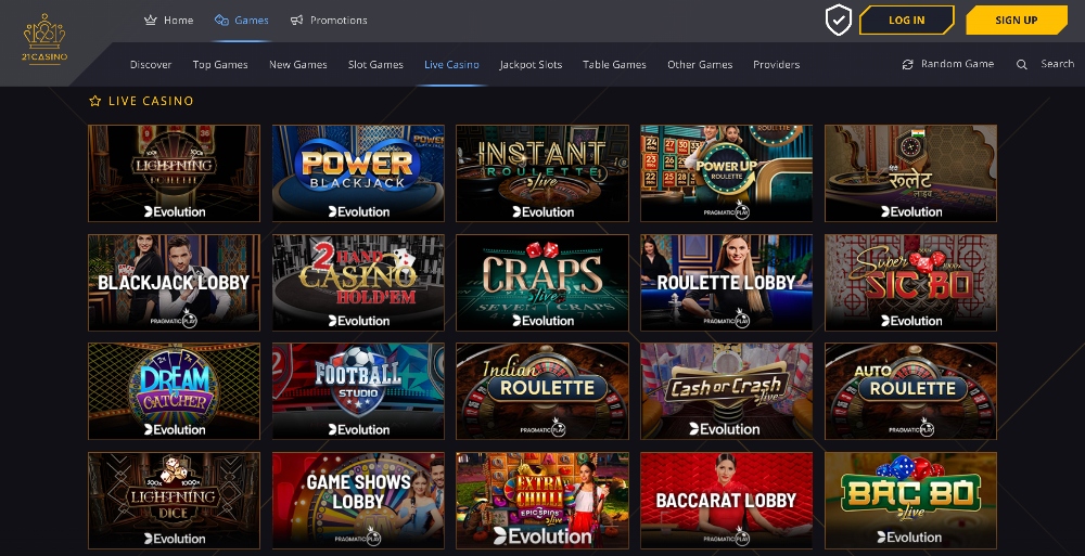 21 live casino