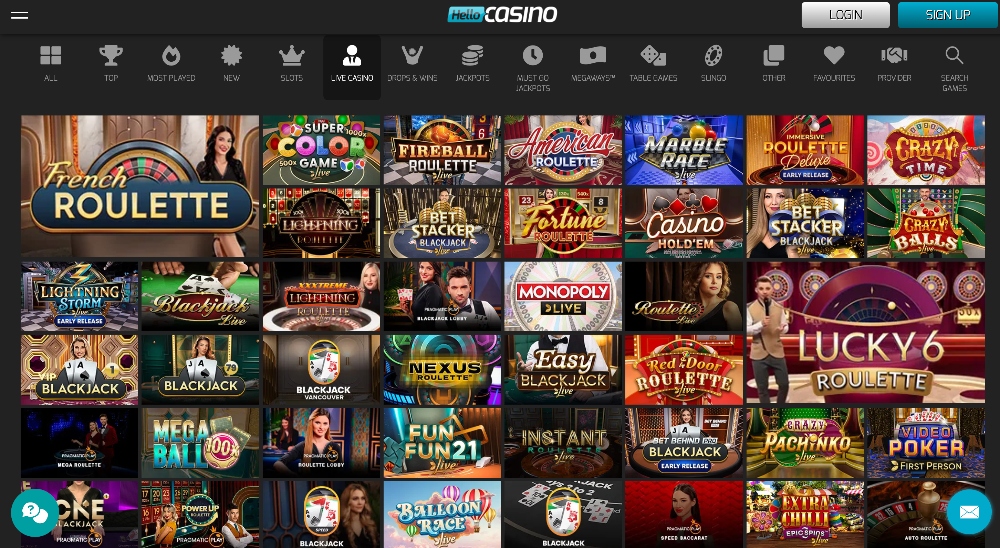 hello live casino