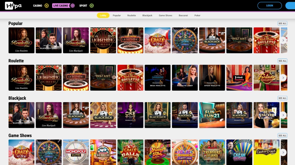 hopa live casino