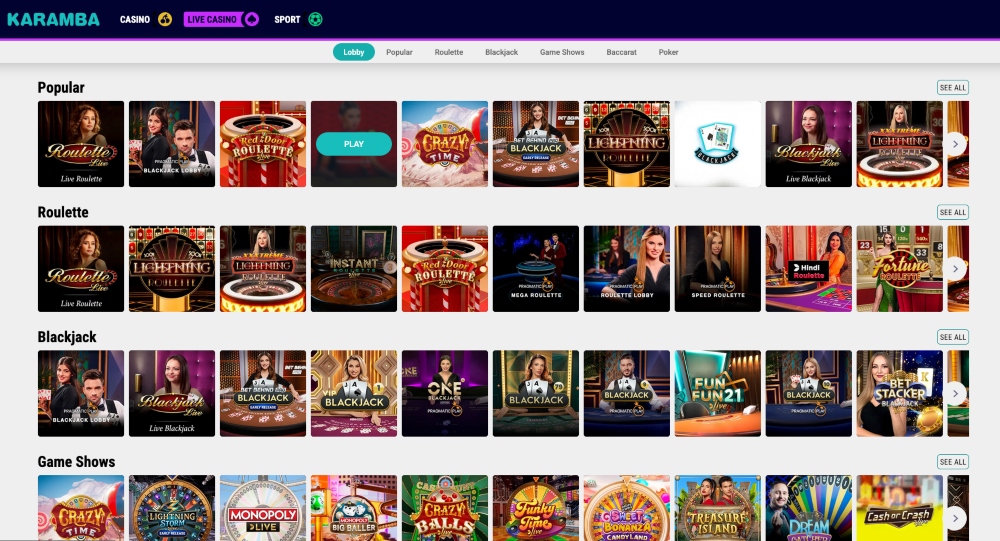 karamba live casino