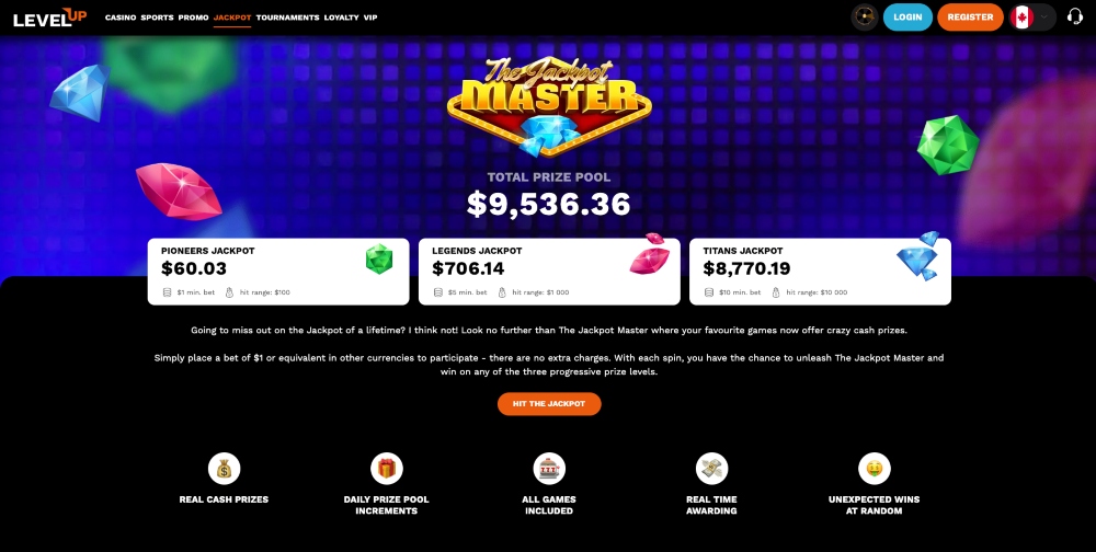 levelup casino jackpot