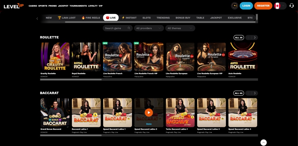 levelup live casino