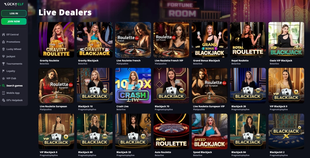 lucky elf live casino