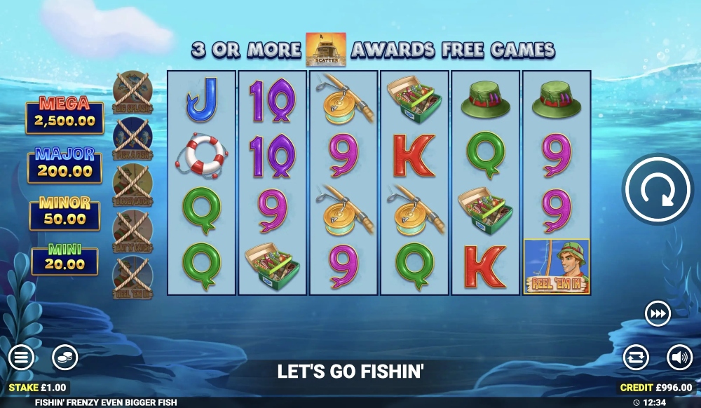 fishin frenzy even bigger fish slot gameplay